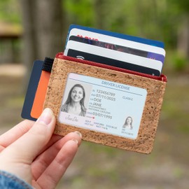 Carson CorkTek Travel Wallet - Compact Wallet Made From Organic Cork Material - Holds 8 Cards with Built-in ID Window - Blue (EW-30BU)