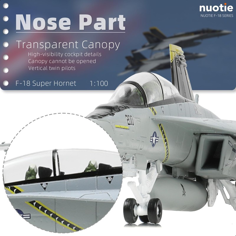 NUOTIE 1/100 F/A-18 Super Hornet Diecast Metal Fighter Jet Model