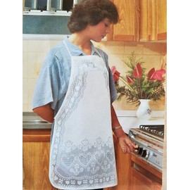 Fine Lace Apron with Hearts and Flower Pattern. Adult Size
