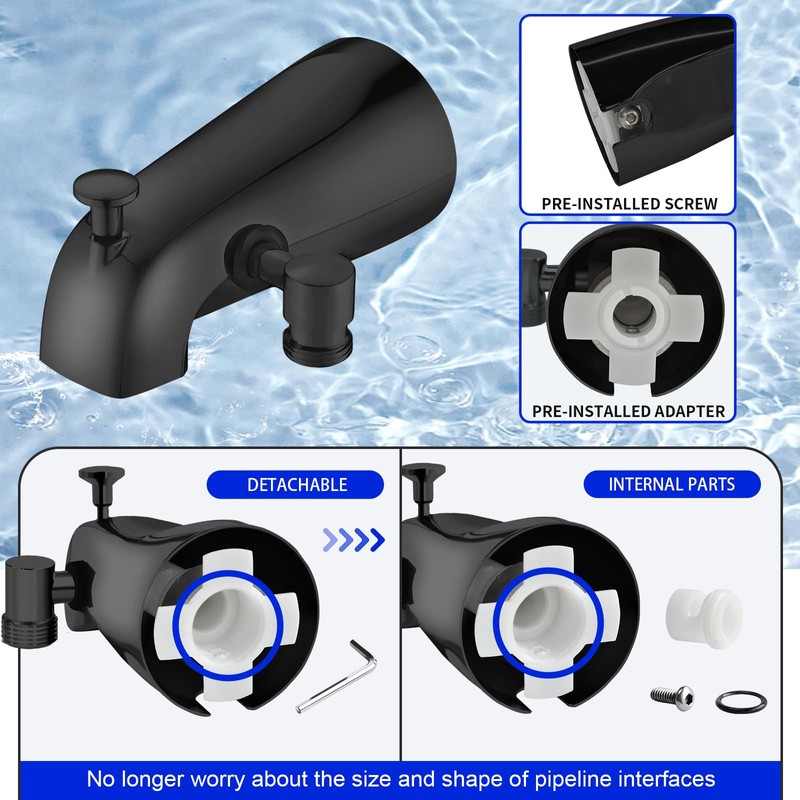 Tub Spout with Diverter,Bathtub Faucet with Shower Diverter,Fits 1/2" or