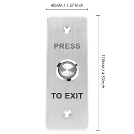 Push to Exit Button，Stainless Steel Door Bell Type Round Request to Exit Button Standard Size for Door Access Control With LED Light NC COM and NO Output (Push to Exit Button_05)