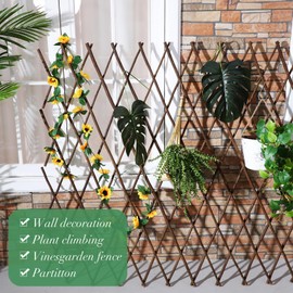 Maasechs 2 Pack Expandable Willow Trellis Lattice Fence Willow Fence Panel for Climbing Plants Garden Lattice Trellis Plant Support Open Screen Fencing, Outdoor Decorative Wood