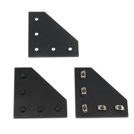Zeberoxyz 8 Pieces Black L Shape Corner Angle Plate with Screws and T-Nuts, 5-Hole 90 Degree Joint Board Plate for 3030 Series Aluminium Profile 3D Printer Frame (3030 Series Black-L with Nut)