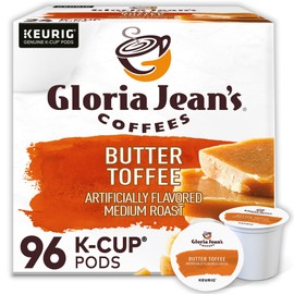 Gloria Jean's Butter Toffee Keurig Single-Serve K-Cup Pods, Medium Roast, 24 Pods Per Pack, Case Of 4 Packs