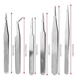 Juego de pinzas de acero inoxidable de 6 piezas Pinzas de precisión Juego de pinzas antiestáticas relojero finas para manualidades, joyería, electrónica, trabajo de laboratorio