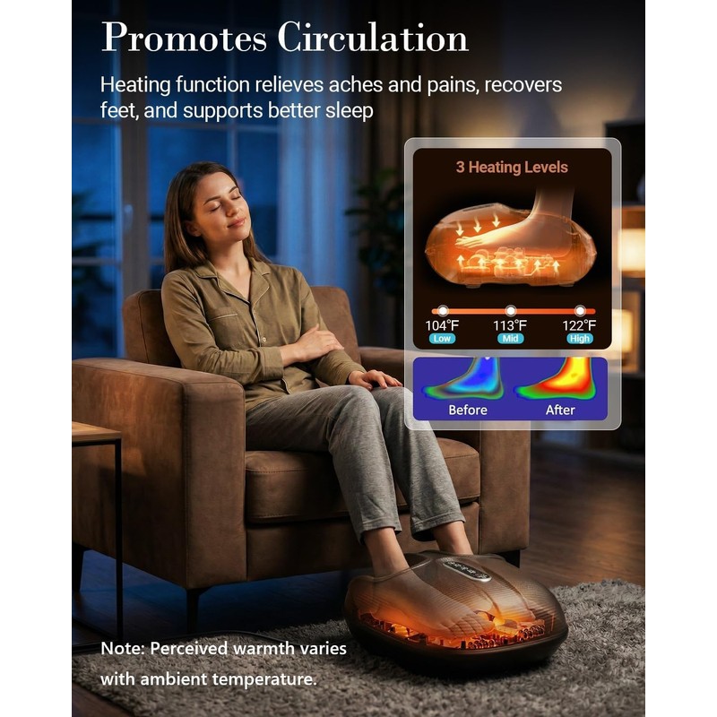 Foot Massager with Heat & Remote, 5-Level Compression