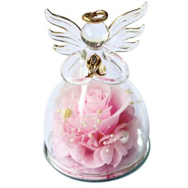 Preserved Flower, Glass Angel Dome, Blizzard Flower, Present, Mother's Day, Gift, Women's, Popular, Wedding Gift, Retirement Gift, Baby Shower, Birthday, Anniversary, Sympathy, Brizzard Flower, Present (Pink)