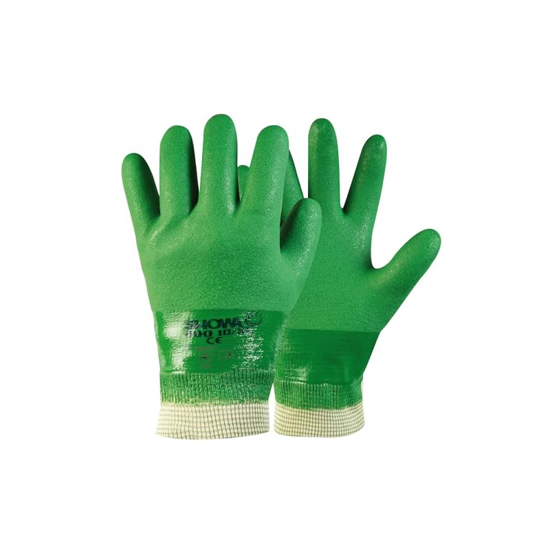 SHOWA 600 PVC Green Gloves - Knitwrist - 9/L