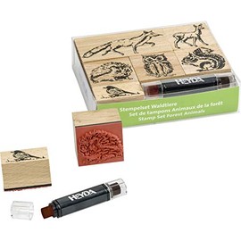 Heyda 204888695 Heyda 204888695 Stempel-Set (Waldtiere) Setgröße: 12 x 10 x 3 cm, 6 Holz-Stempel