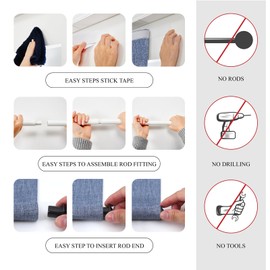 WdFour - Cortinas de triple capa con protección UV y 100 % de bloqueo de luz, cortinas multiusos, sin ruido, fáciles de instalar y enrollables, 76.2x106.7 cm (ancho x largo), azul piedra, 1 pieza