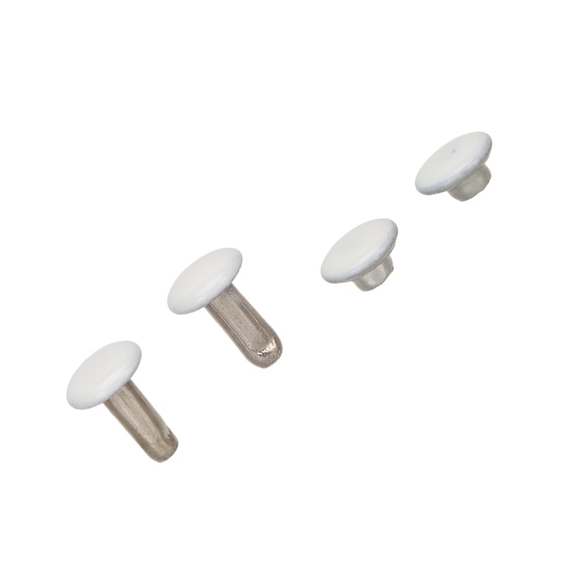 500 Sets Leather Rivets 6x8mm Iron White Round DIY Plating
