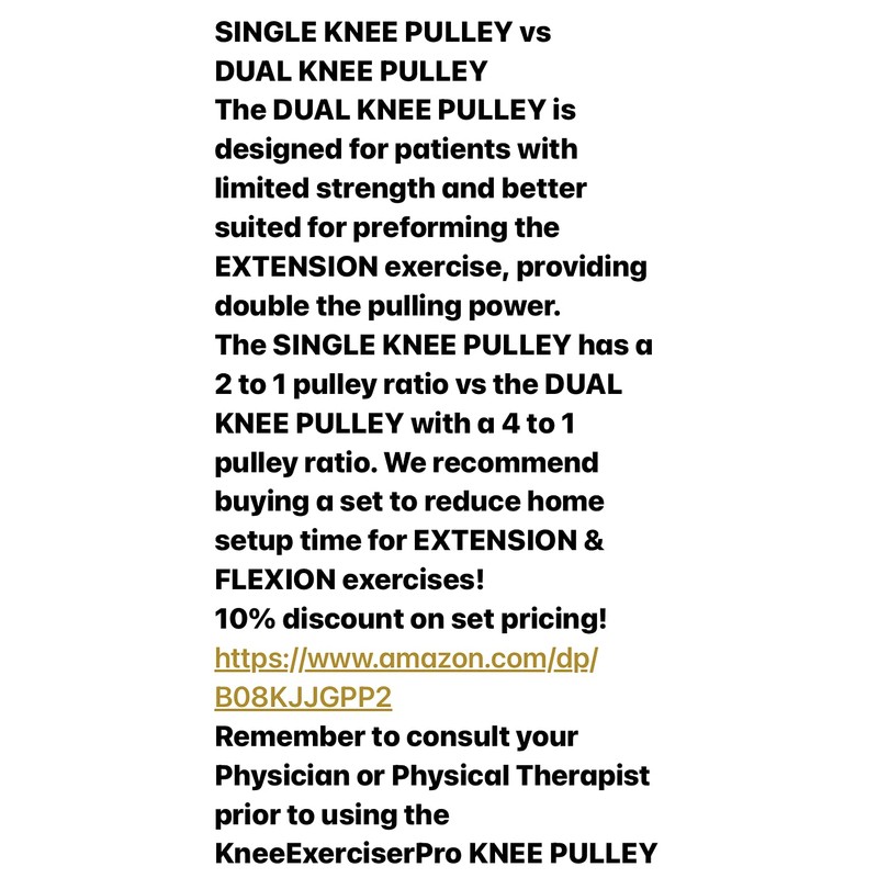 Knee Exerciser Pro Dual Knee Pulley: Knee Replacement Therapy ,