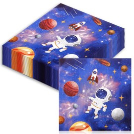 Tenare 20 Pcs Space Luncheon Napkins 13 x 13 Inch Napkins Space Adventure Science Party Decorations for Kids Birthday Party