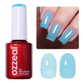Ozzeal Jelly Gel Nail Polish, Pastel Sky Blue Jelly Nail Polish Gel Translucent Sheer Spring Summer Soak off UV LED Light for Art DIY Manicure 0.5 Fl Oz
