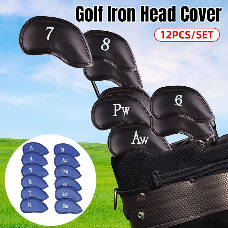12 PCS Waterproof PU Leather Head Cover Golf Iron Club