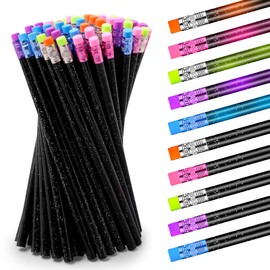 100 Pieces Color Changing Mood Metallic Glitter Pencil with Eraser Wooden Pencils Heat Activated Color Changing Pencils Thermochromic Pencils for Graduation Kids Birthday Gift Party Favors