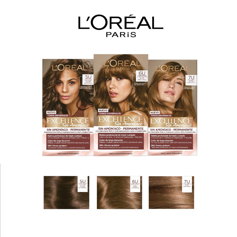 2 Tintes para Cabello Excellence sin Amoniaco de L'Oréal Paris