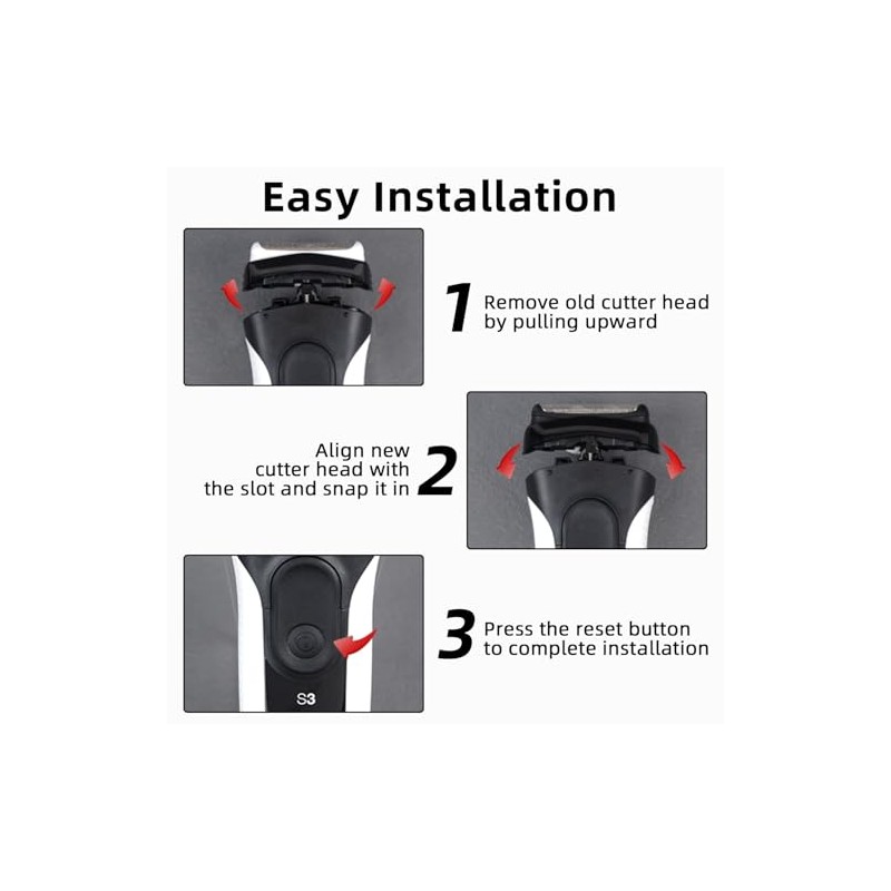 3 Pack Replacement Shaver Head for Braun Series 3, 32B