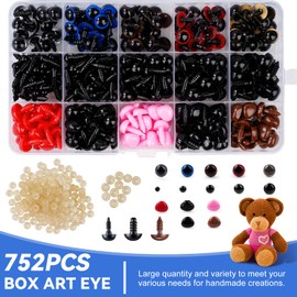 Wadukud Safety Eye Tool Auxiliary Tool for Attaching Safety Eyes for Crocheting with 752PCS Safety Eyes and Noses & Sizer Tools for 10-30mm Stuffed Animals Safety Eyes Doll Making Supplies (Blue)