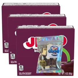 Candy Freezer jellGelatin Dessert Mix - 3 oz Boxes (Pack of 3) - With Candy Freezer Freeze Dried Ice Cream Bites (Black Cherry) - Candy