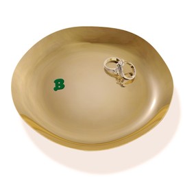 Kviceo Stainless Steel Jewelry Tray – Gold-Plated 4.64 Inch Luxury Trinket Dish for Rings Earrings Necklaces – Elegant Dresser Organizer and Decorative Gift for Women Mom Wife (B)