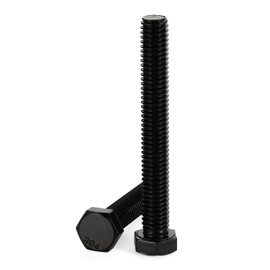 3/8-16 x 4-1/2" Hex Head Bolts, Fully Threaded, Stainless Steel 304(18-8) Bolt, Black Finish, Quantity 5