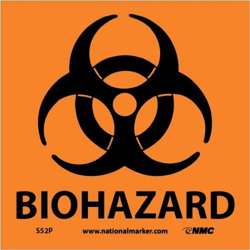 NMC S52P Warning Sign with Graphic, "BIOHAZARD", 7" Width x