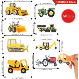 RUNEAY Children's Stickers Pack of 50 Stickers Children's Tractor Sticker Construction Site Sticker Digger Sticker Vehicles Party Bag Guest Gift Construction Site Sticker for Water Bottle Laptop Album