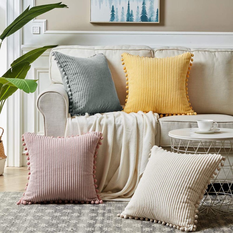 Fancy Homi Pack of 2 Boho Yellow Decorative Throw Pillow