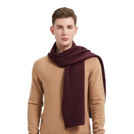 GreenMount Men’s Cashmere Scarf Ribbed Knitted 100% Cashmere Scarf Warm Thick Soft for Fall Winter Men