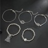 Bufenia Set of 5 Boho Layered Tassel Bracelets Set Silver