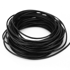 LolliBeads (TM) 2 mm Genuine Round Leather Cord Braiding String Black 10 Meters (10 Yards)