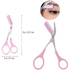 2 Pack Portable Stainless Steel Eyebrow Trimmer Scissors Combs Eyebrow Scissors Comb Women Girl Eyebrow Removal Tools