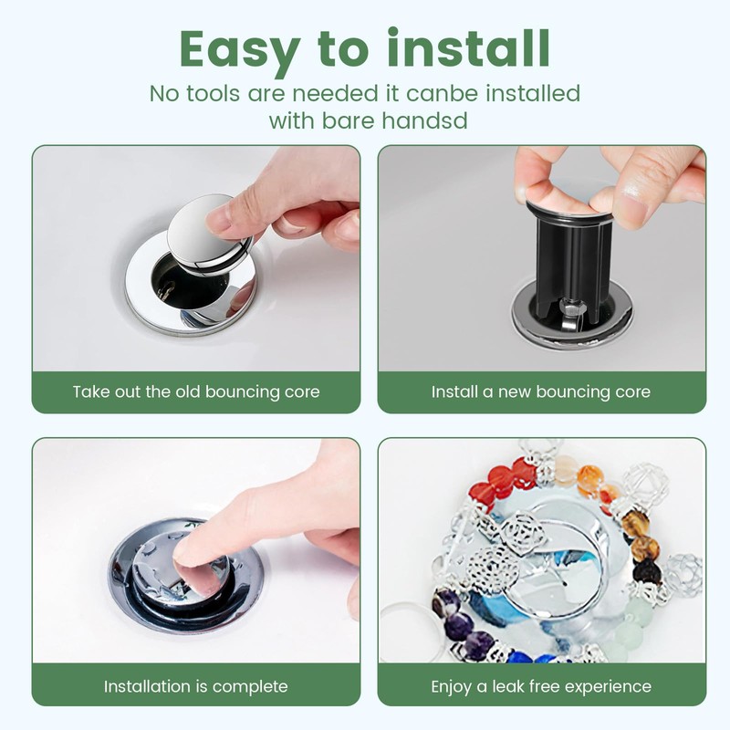kurkip Universal Sink Plug 40 mm Chrome Drain Plug -