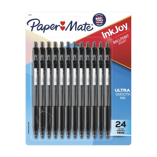 Paper Mate InkJoy 300RT Retractable Ballpoint Pens, Medium Point (1.0mm), Black, 24 Count