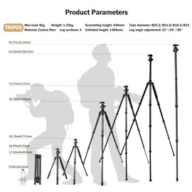 XAMOREST Carbon Fiber Tripod for Camera with 360° Panorama Ball Head, 1/4" Arca QR Plate, Portable Bag, Compact Travel Tripod Monopod for DSLR Video Camcorder (Golden Cloud Pattern)