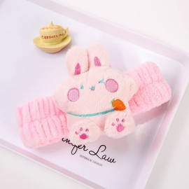 PERFECTSIGHT Kawaii Spa Headband Set, 2 Pack Cute Soft Coral Fleece Makeup and Skincare Headbands for Women and Girls' Face Washing and Facial Care