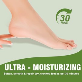 TEAWOO 18 pares de mascarillas hidratantes para pies con manteca de karité, aceite de jojoba, vitamina E y urea, mascarilla para pies intensamente hid