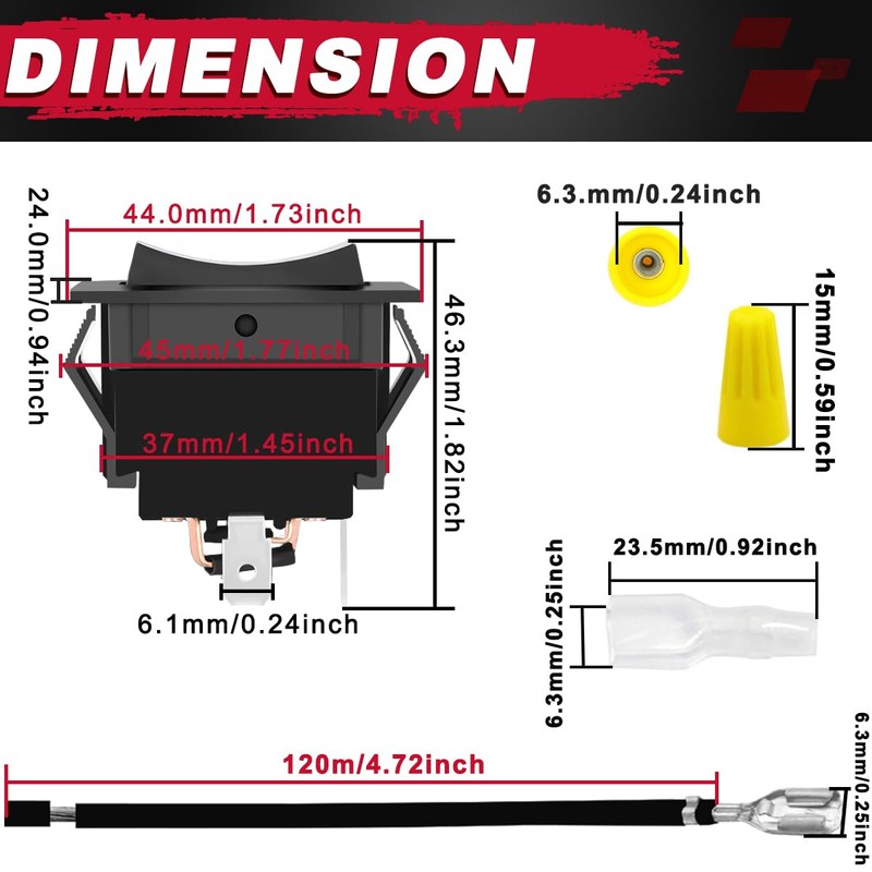 MKBKLLJY 2PCS UP Down Momentary Reverse Polarity Switch DC 12V-24V