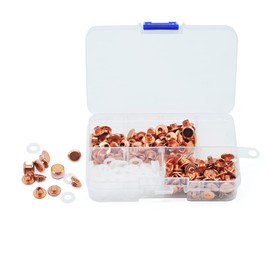 MABAHON 80 Sets Chicago Binding Screws Chicago Screws Screw Rivets Contributions Nail Rivet for Leather Craft Belt Wallet Photo Album Rose Gold M5 x 4 mm