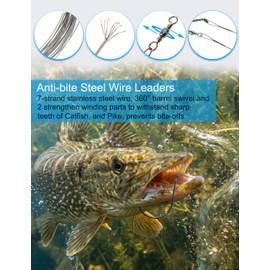 Hlotmeky 100pcs Fishing Hooks with Leader (100pcs-1/0)