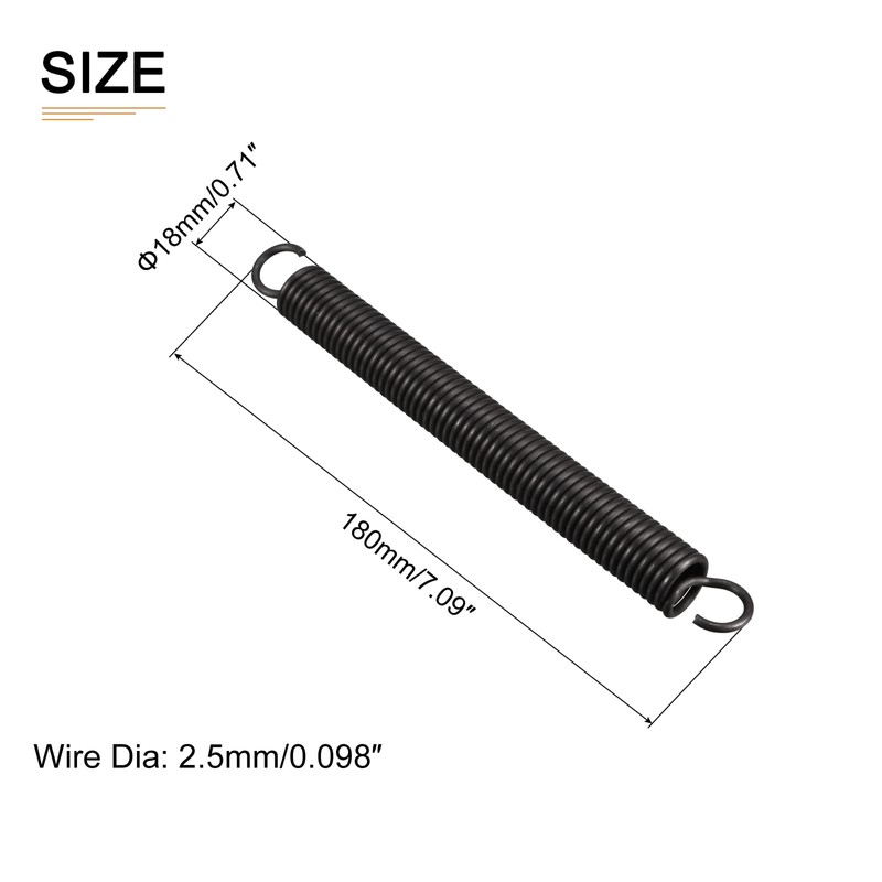 DTGN 2.5x18x180mm(WxODxL) Extension Spring - 1Pack - Good for Home