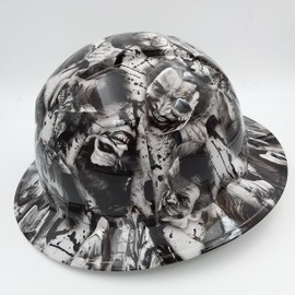 Wet Works Imaging Customized Pyramex Full Brim Sinister Joker Hard Hat with Ratcheting Suspension White