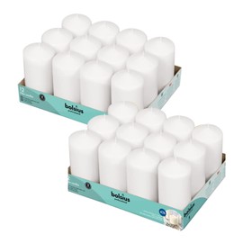 BOLSIUS White Pillar Candles - 2.7x5.1 Inches - 2 Packs = Total 24 Candles - 43+ Hours - Premium European Quality - Consistent Smokeless Flame - Unscented Dripless Pillars