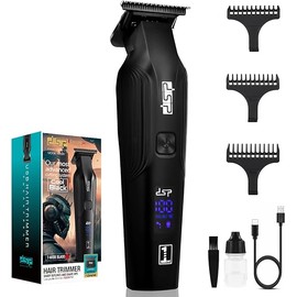 DSP Hair Trimmer for Men, Rechargeable Beard Trimmer with 2 Speeds, Professional Trimmers for Barbers, Cordless T Trimmer, Powder Metallurgy+Ceramic Blade (Black)