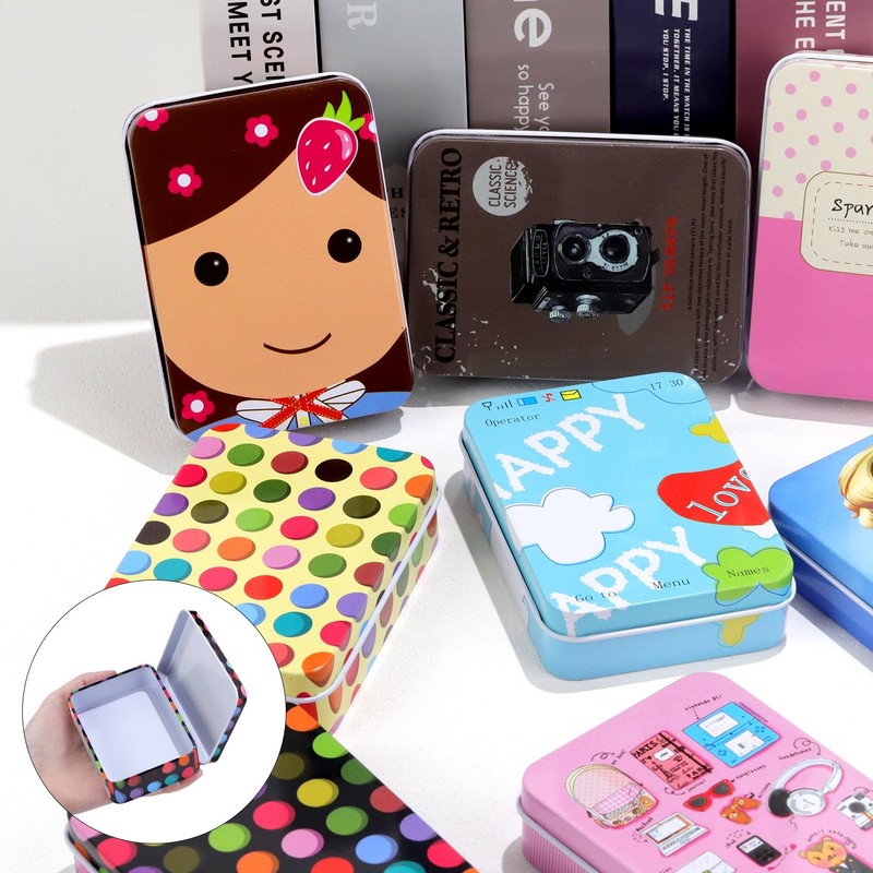 Prmape Pack of 8 Metal Tins with Lids, 90 x