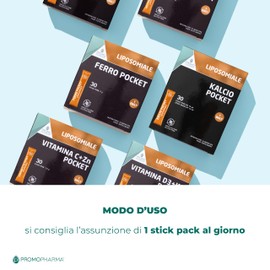 Ferro Pocket - Integratore di Ferro Liposomiale con Vitamina B e Vitamina C – Supporto Energia, Riduzione Stanchezza, Anemia – Supporto durante Convalescenza - Alta Tollerabilità – 30 stick da 2 g