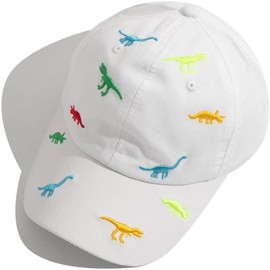 2-6 Years Summer Children's Baseball Cap Dinosaur Baseball Cap Snapback Cotton Sun Hat Outdoor Hat Adjustable Baseball Cap for Boys Girls Baby Golf Cap Sports Hat Anti-UV Summer Hat, White