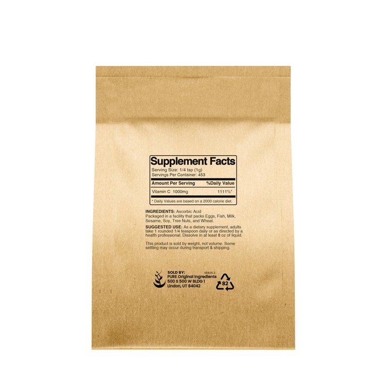 PURE ORIGINAL INGREDIENTS Vitamin C Powder (1 lb) Ascorbic Acid,