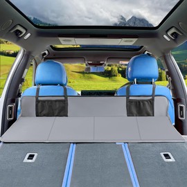 Car Rear Seat Mattress Extension Plate, Portable Mattress for Sleeping, Foldable Back Seat Extender, Increase Travel Trunk Space and Car Bed Camping Space for Car, SUV, Model Y/3 (Grey)